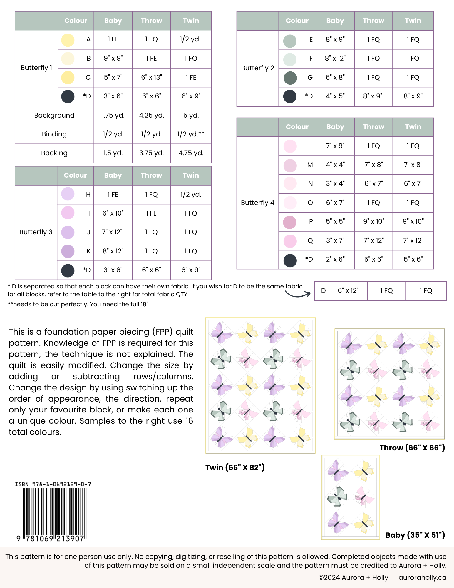 Butterfly Quilt Pattern - PDF