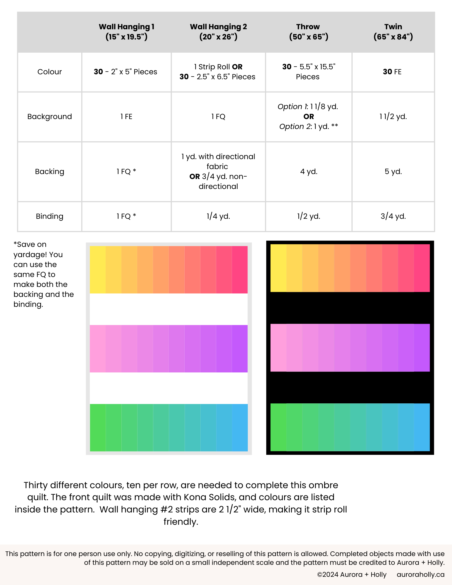 Ombre Quilt Pattern - PDF