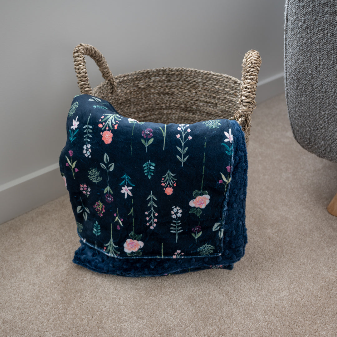 Navy Floral with Navy Dimple