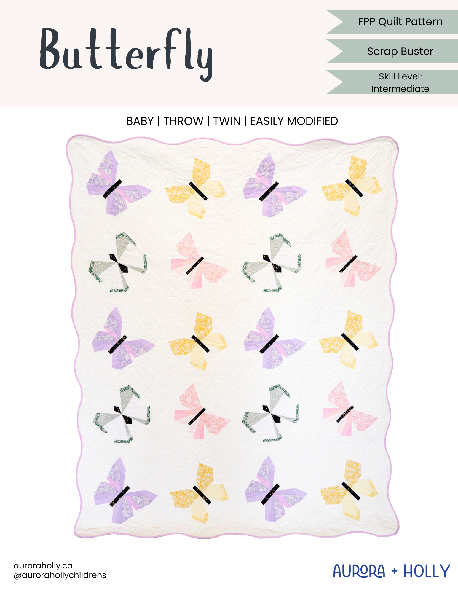 Butterfly Quilt Pattern - Paper