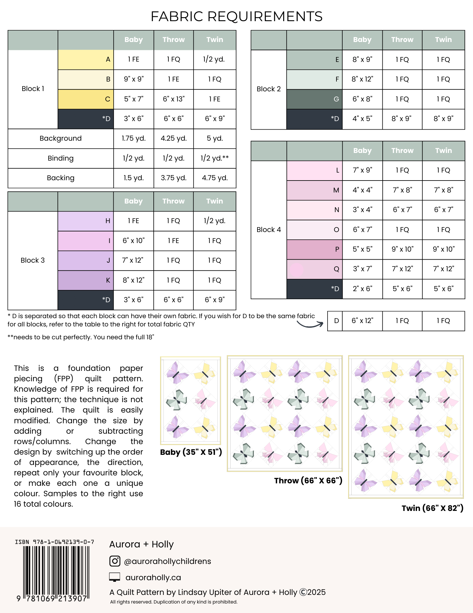 Butterfly Quilt Pattern - PDF