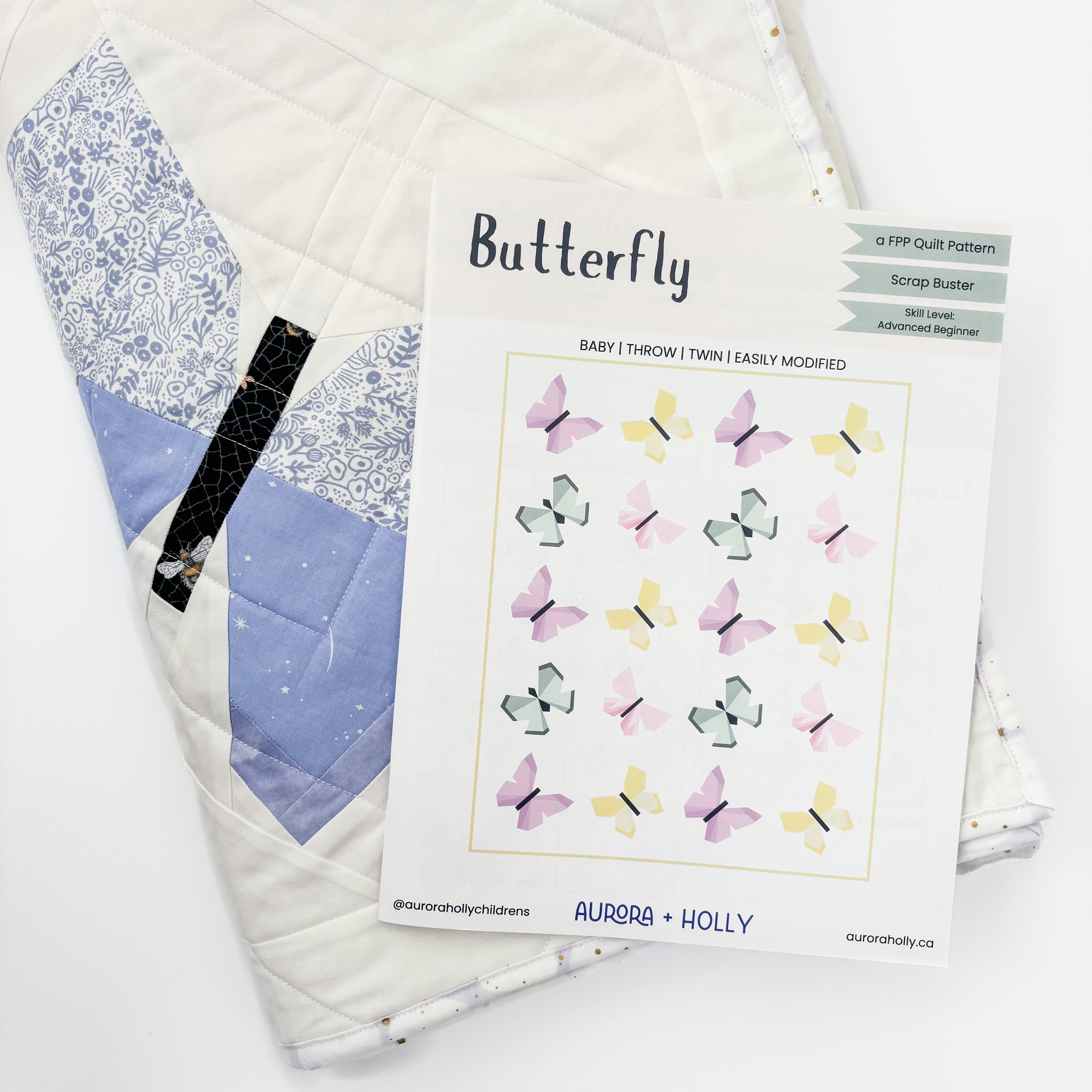Butterfly Quilt Pattern - Paper